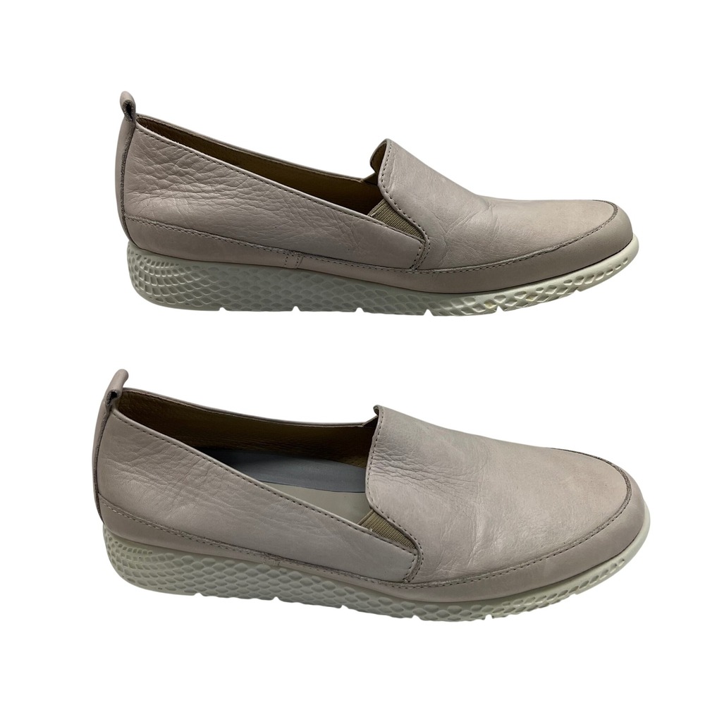 Saydo Womens Light Pink Leather Slip On Loafers US10.5 EU 41 Comfort Shoe Casual